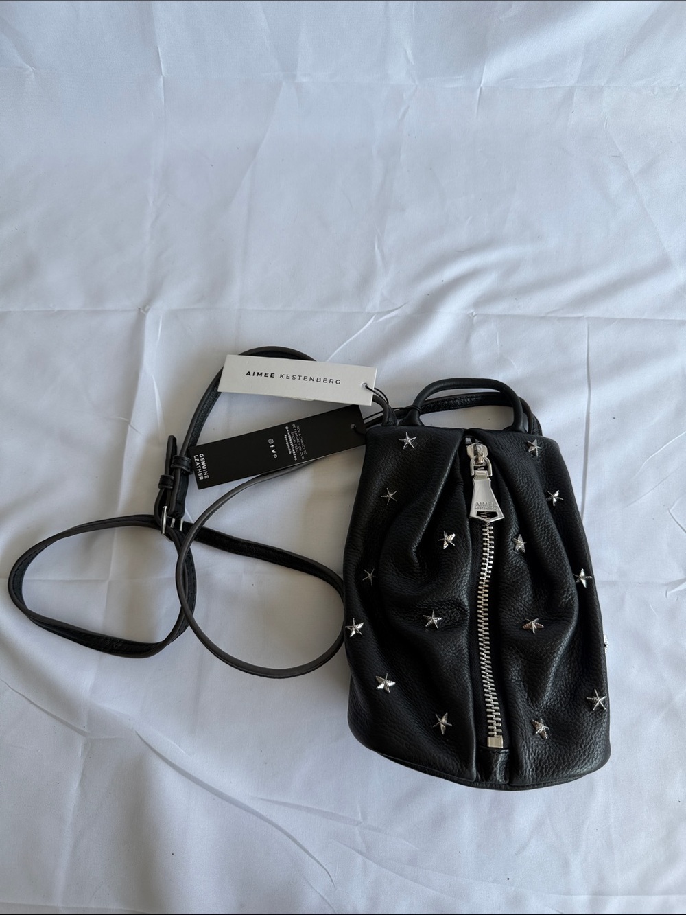 Aimee Kestenberg Black Star-Studded Leather Crossbody Bag